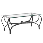 3-Piece Tempered Glass Coffee Table Set - Rectangle Coffee Table with 2 Square End Side Tables