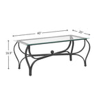 3-Piece Tempered Glass Coffee Table Set - Rectangle Coffee Table with 2 Square End Side Tables