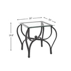 3-Piece Tempered Glass Coffee Table Set - Rectangle Coffee Table with 2 Square End Side Tables