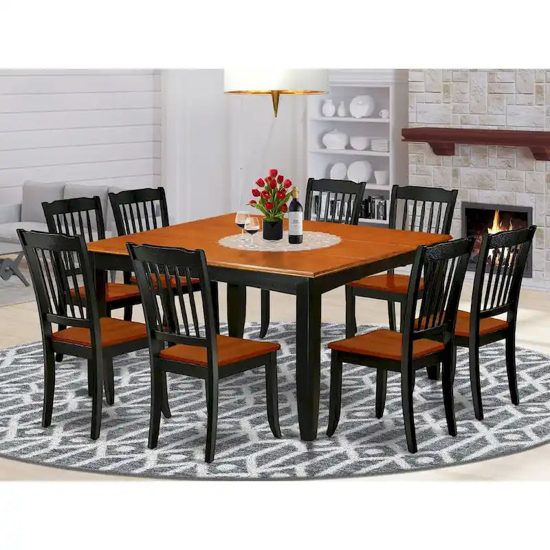 Kitchen Table Set Includes a Square Dining Table with Butterfly Leaf and Dining Chairs (Pieces Options)
