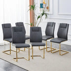 Modern dining chairs, set of 6, with faux leather soft cushion seats