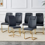 Modern dining chairs, set of 6, with faux leather soft cushion seats