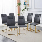 Modern dining chairs, set of 6, with faux leather soft cushion seats