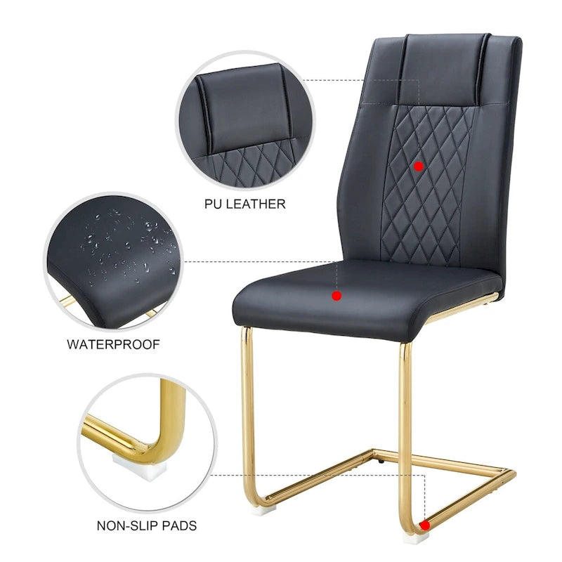 Modern dining chairs, set of 6, with faux leather soft cushion seats