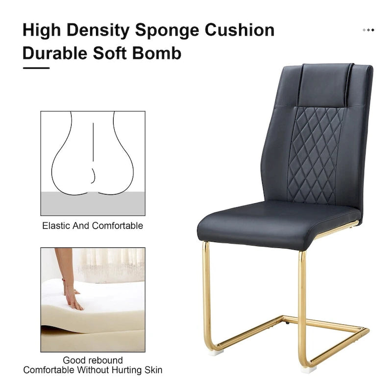 Modern dining chairs, set of 6, with faux leather soft cushion seats