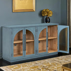 4-Door Large Storage Retro Sideboard with Metal Handles and Adjustable Shelves for Kitchen, Dining Room and Living Room