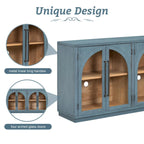 4-Door Large Storage Retro Sideboard with Metal Handles and Adjustable Shelves for Kitchen, Dining Room and Living Room