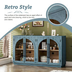 4-Door Large Storage Retro Sideboard with Metal Handles and Adjustable Shelves for Kitchen, Dining Room and Living Room