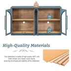 4-Door Large Storage Retro Sideboard with Metal Handles and Adjustable Shelves for Kitchen, Dining Room and Living Room