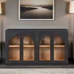 4-Door Large Storage Retro Sideboard with Metal Handles and Adjustable Shelves for Kitchen, Dining Room and Living Room