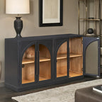 4-Door Large Storage Retro Sideboard with Metal Handles and Adjustable Shelves for Kitchen, Dining Room and Living Room