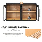 4-Door Large Storage Retro Sideboard with Metal Handles and Adjustable Shelves for Kitchen, Dining Room and Living Room