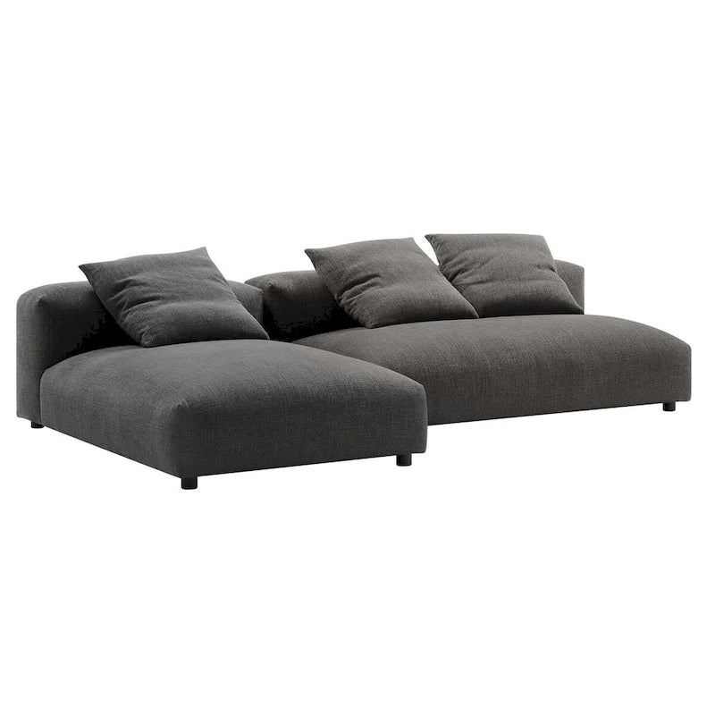 Solace 2-Piece Modular Upholstered Fabric Sectional Sofa With Chaise