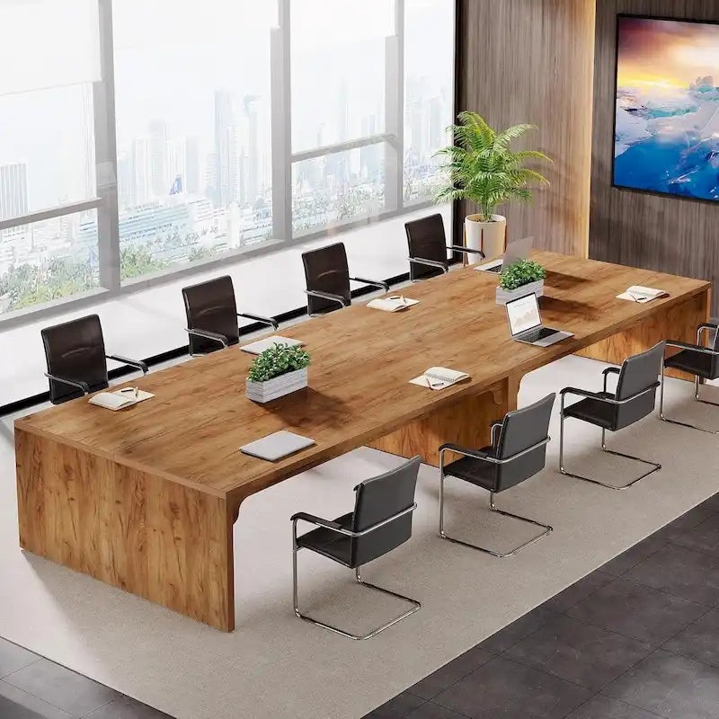 Brown Wood 13FT Rectangular Conference Table