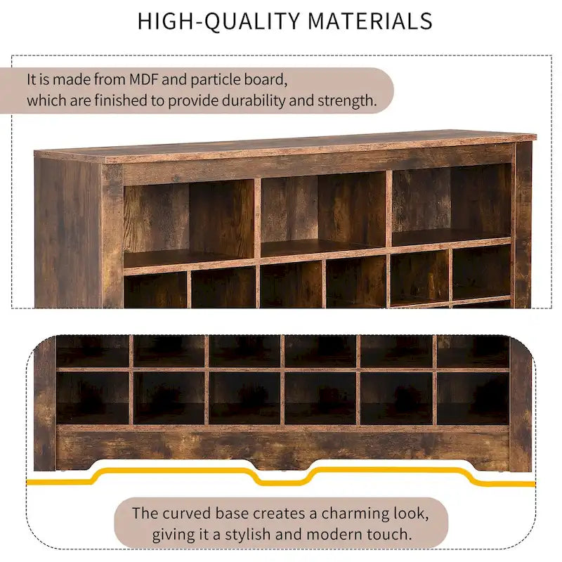 24 Shoe Cubby Console, Shoe Cabinet with Curved Base, Versatile Sideboard with High-quality for Hallway, Bedroom, Living Room