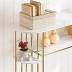 Console Table Gold Sofa Tables Narrow Entryway Table with Storage and Shelves