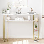 Console Table Gold Sofa Tables Narrow Entryway Table with Storage and Shelves