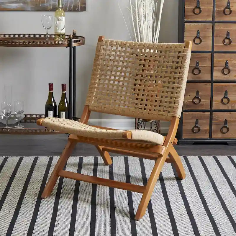 Wood Handmade Woven Living Room Accent Chair - Brown or Black -