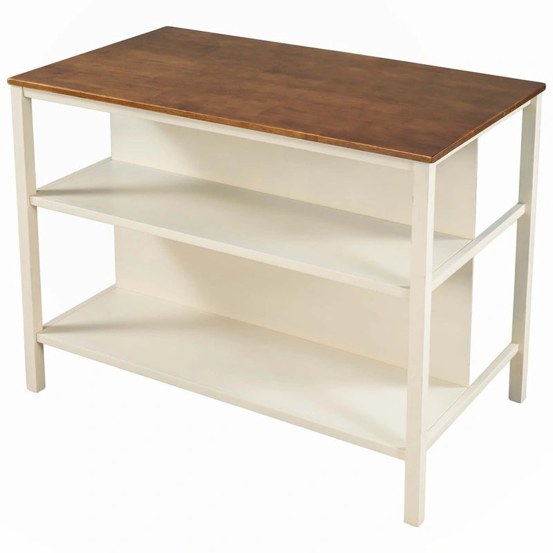 Solid Wood Rustic 3-piece 45 Butcher Block Dining Table Set