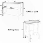 Solid Wood Rustic 3-piece 45 Butcher Block Dining Table Set